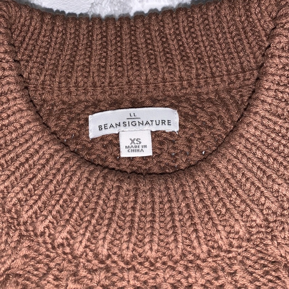 LLBean Signature Cotton Fisherman Sweater in Chocolate Brown Size XS - Picture 2 of 8